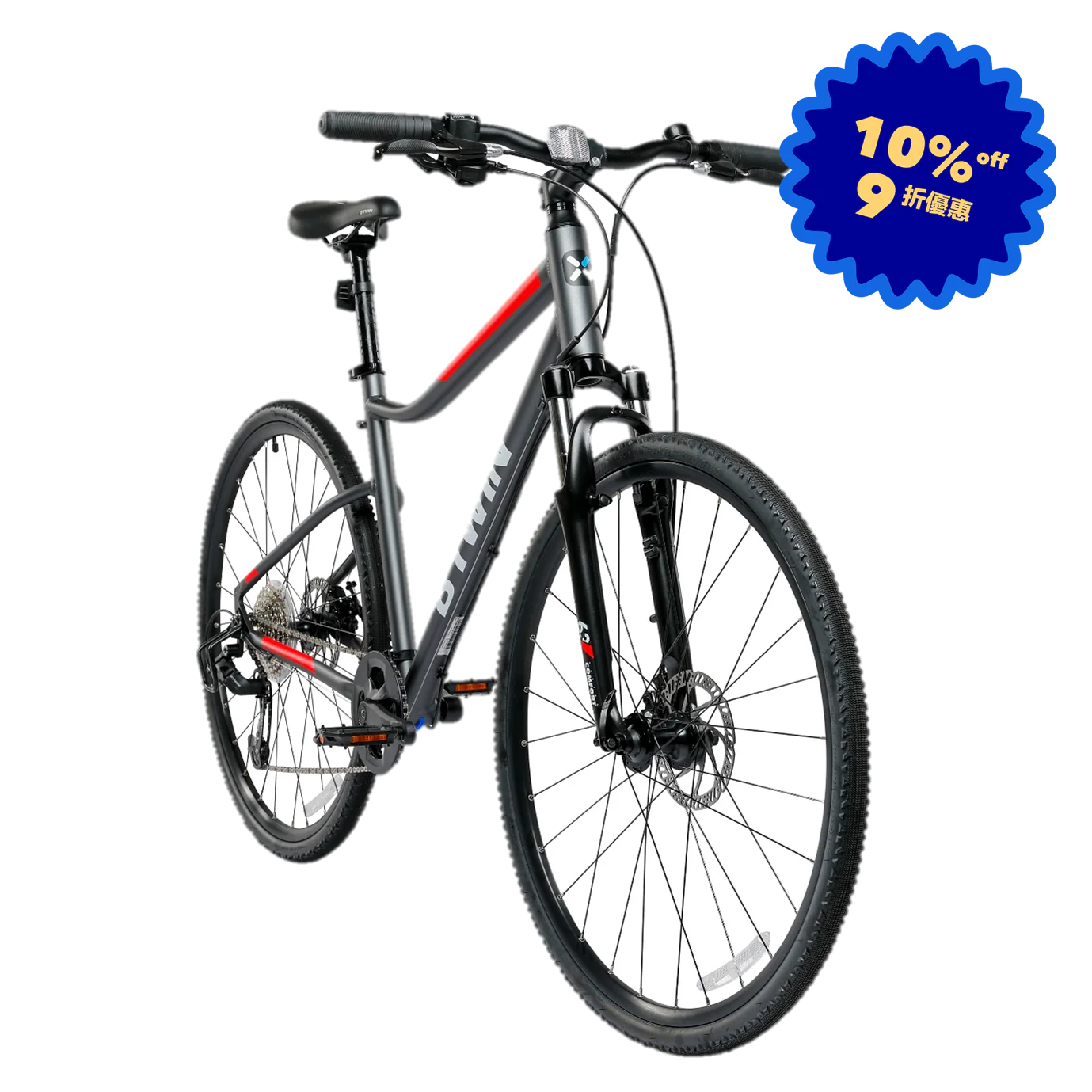 700C Riverside 500 Hybrid Bike Aluminium - Grey